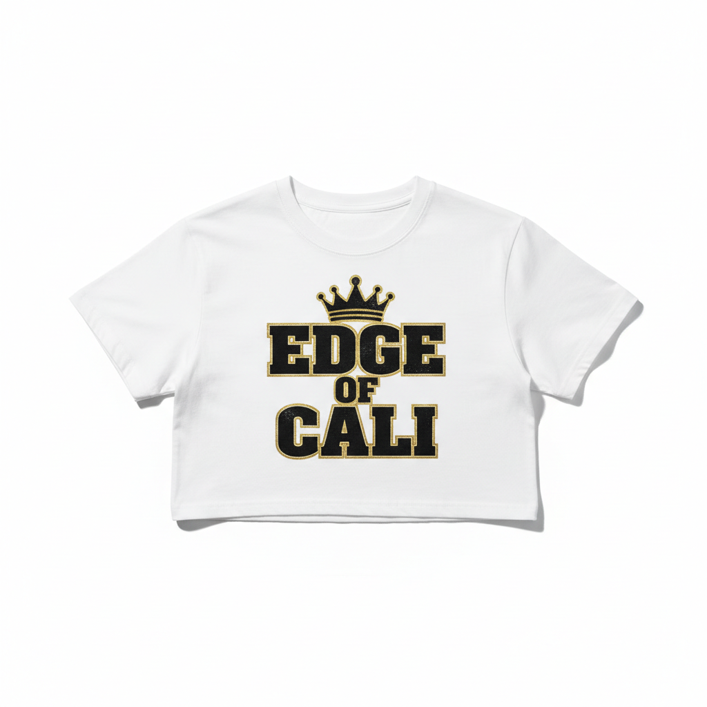 EC Queen Bee Crop Tee — White/Gold