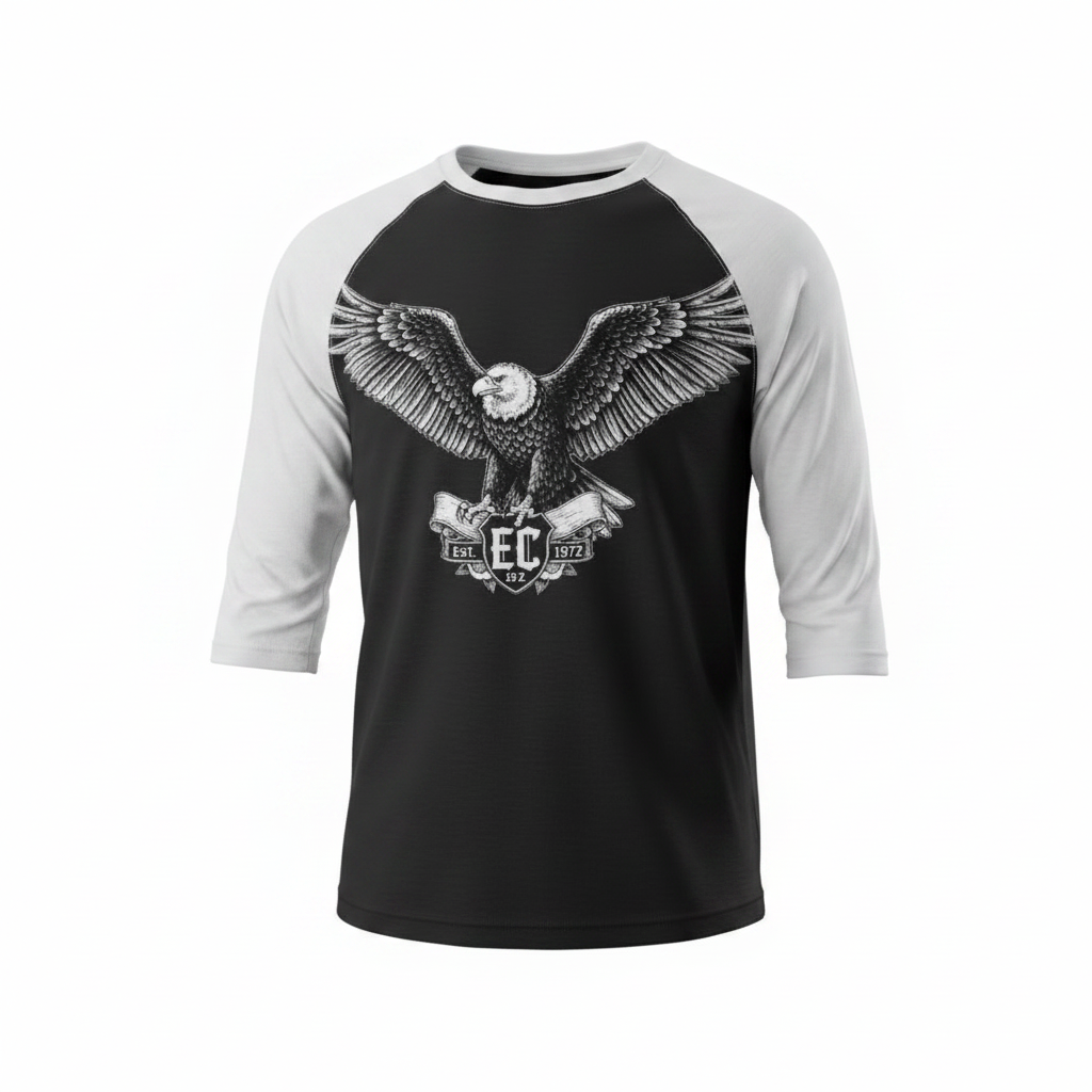 EC Condor Strike 3/4 Baseball Tee — Black/White