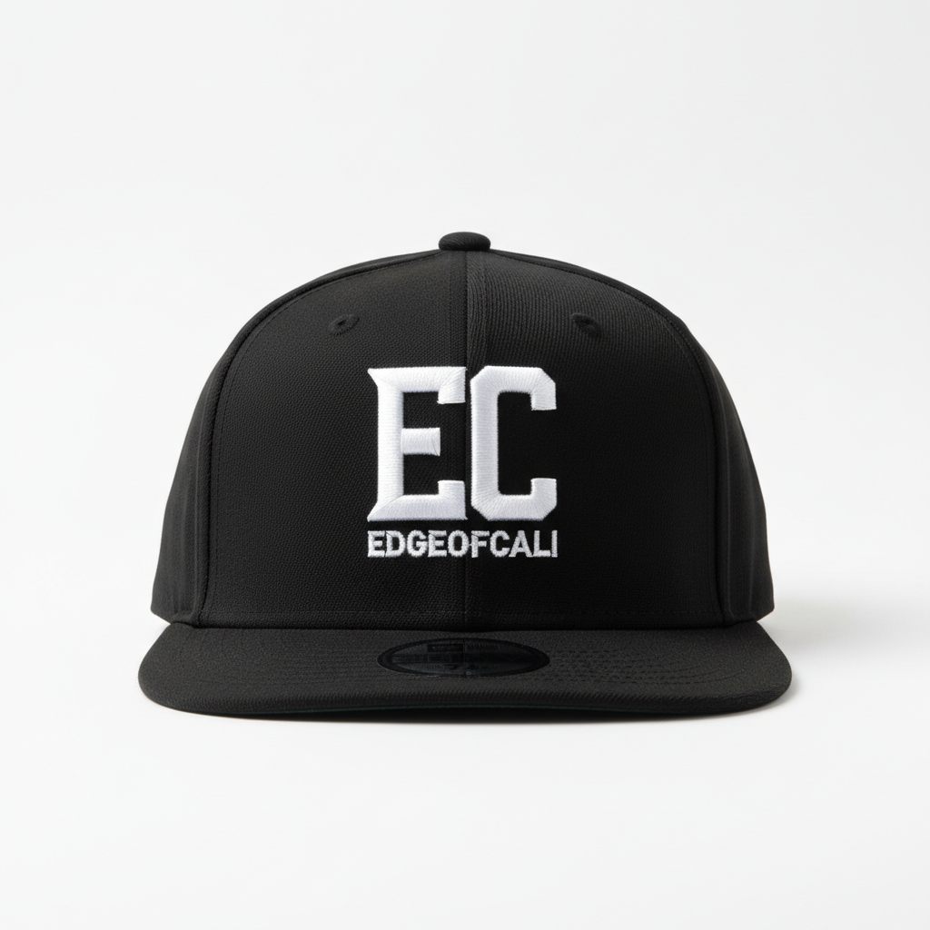 EC Clean Text Fitted Cap — Black