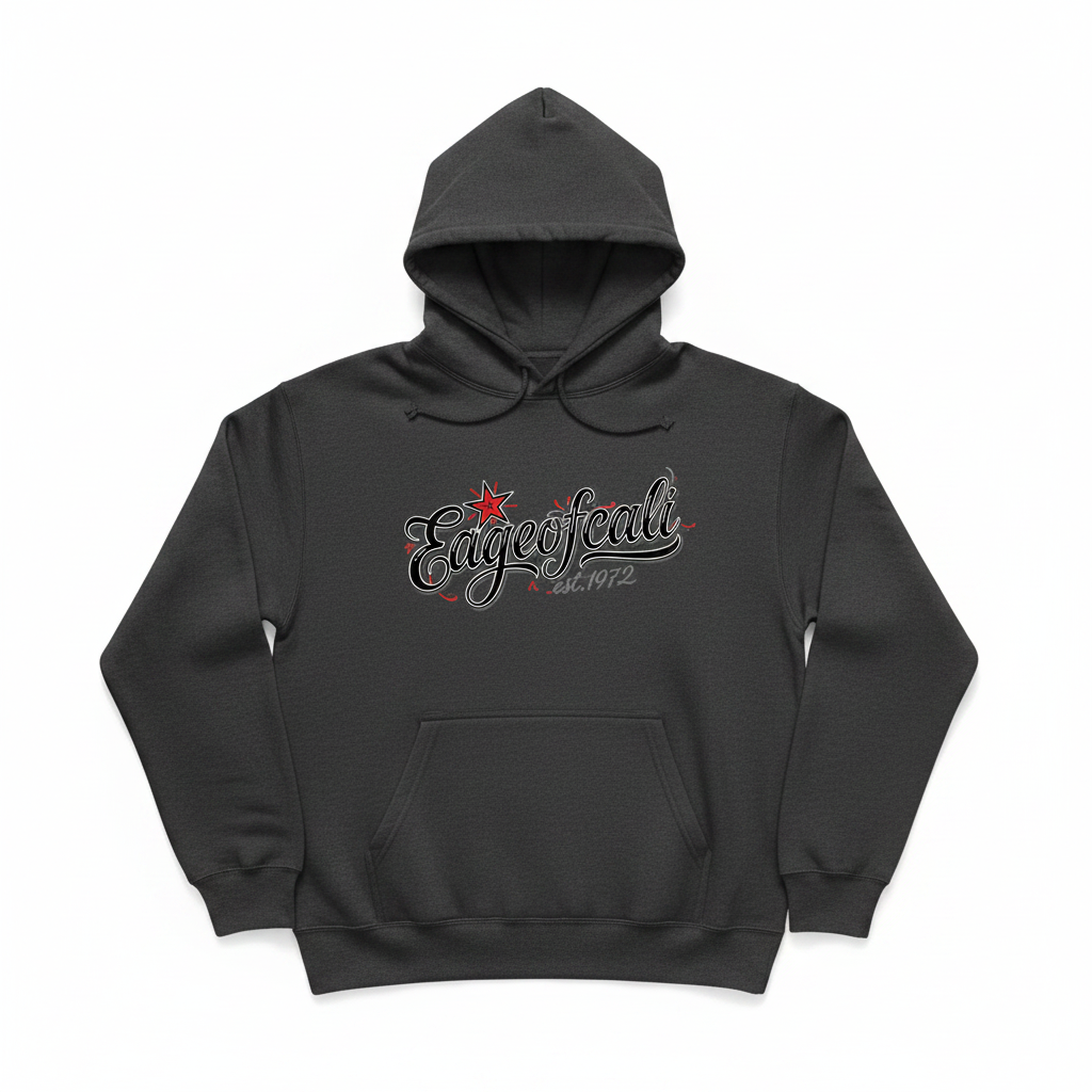 EdgeOfCali Hoodie Charcoal | Est 1972 Script