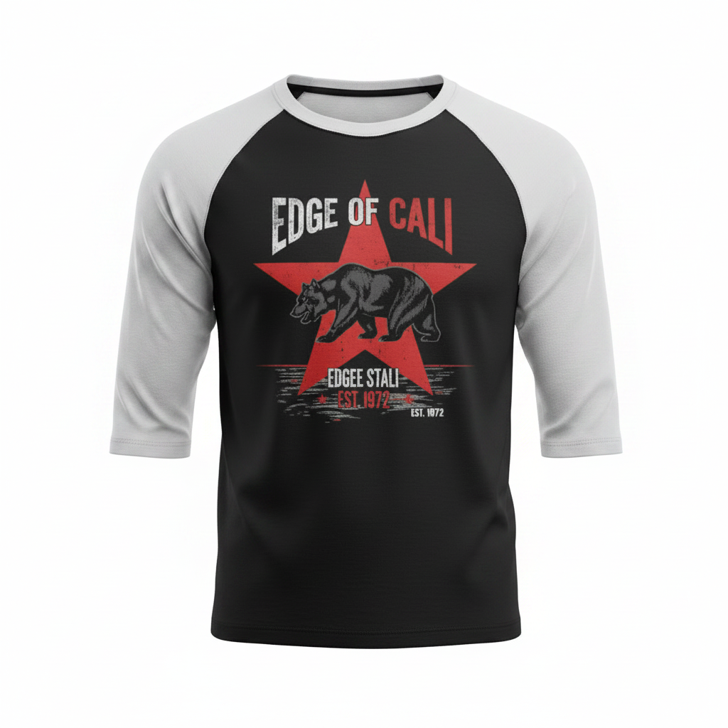 EC Cali State 3/4 Baseball Tee — Black/White