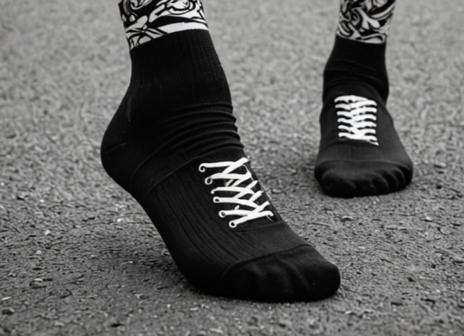 Lace-Up Ankle Sock — Ink Black