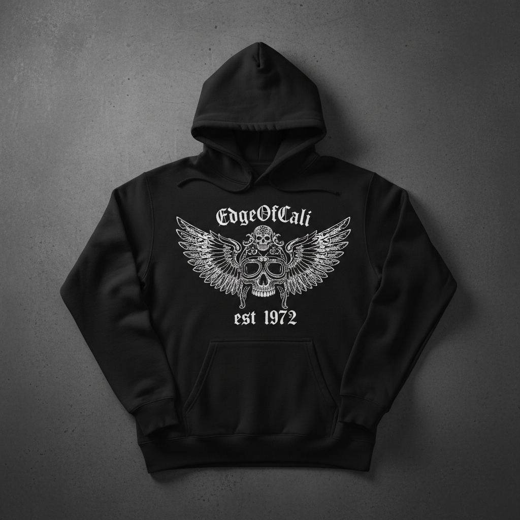 EdgeOfCali Winged Skull Hoodie