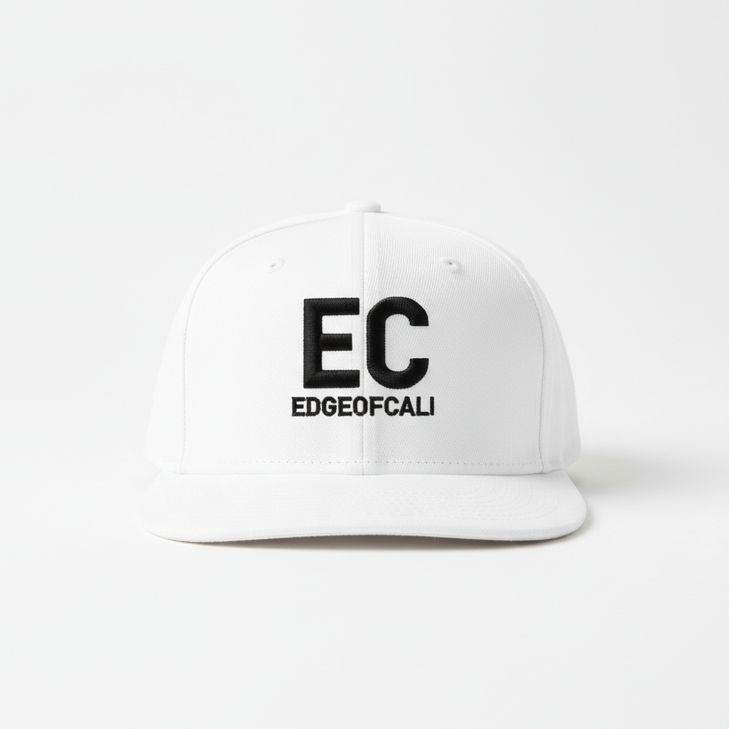 EC Clean Text Fitted Cap — White