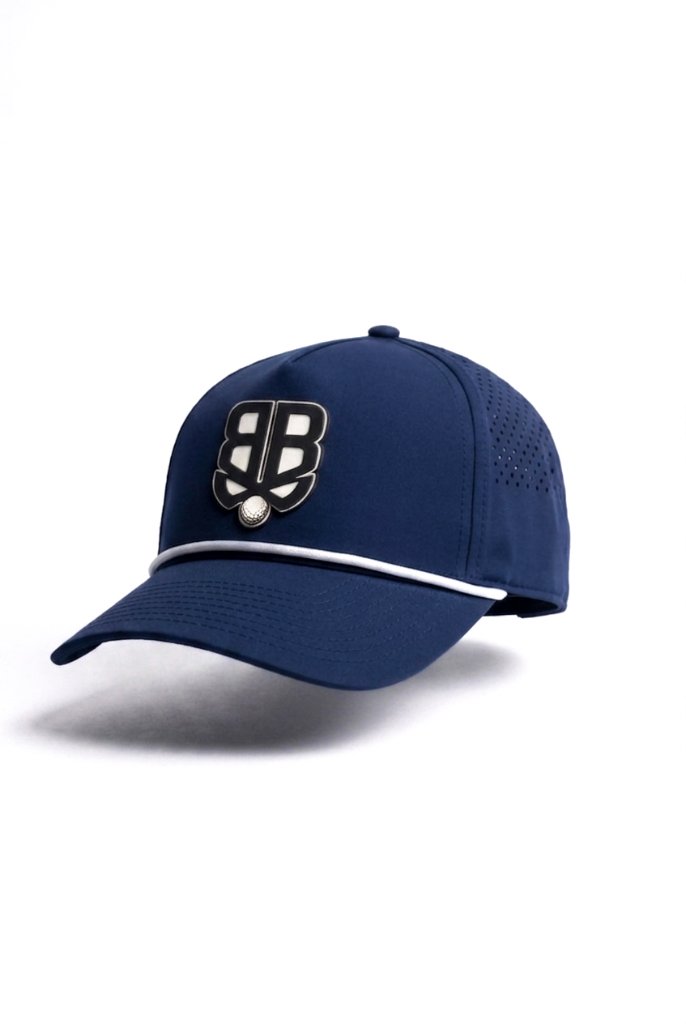 Navy Best Ball Bandit Golf Curved 5 Panel Hat with White Rope 