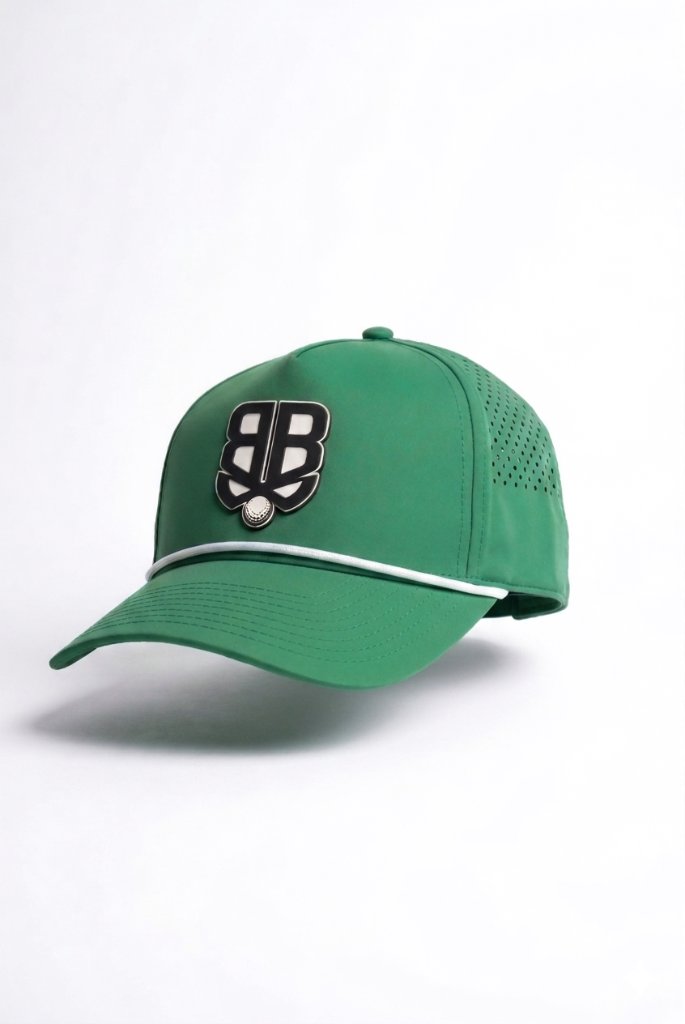 Kelly Green Best Ball Bandit Golf Curved 5 Panel Hat with White Rope 