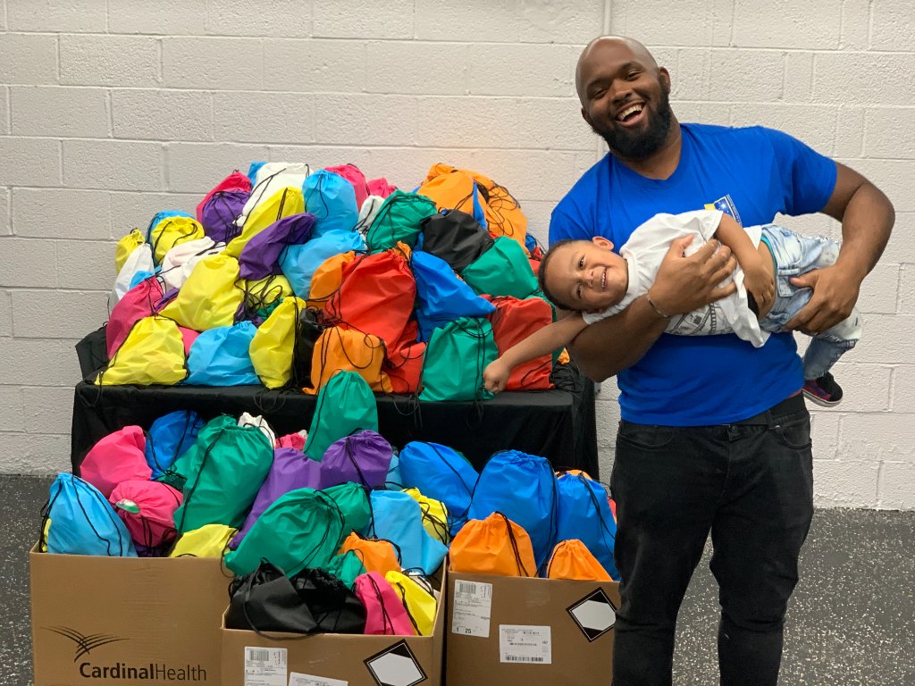 Community Outreach backpacks ready for distribution