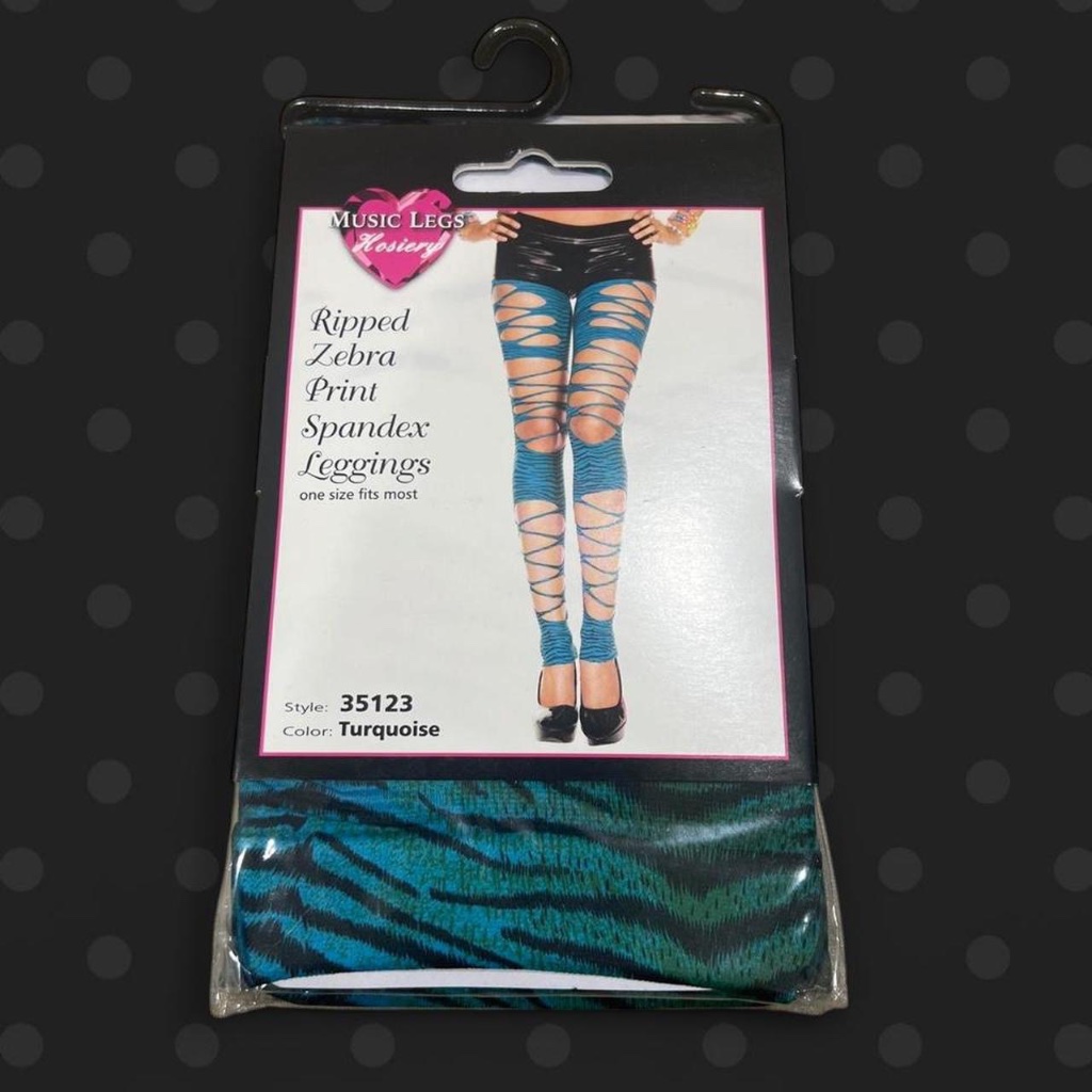 Ripped Zebra Spandex Leggings - Turquoise
