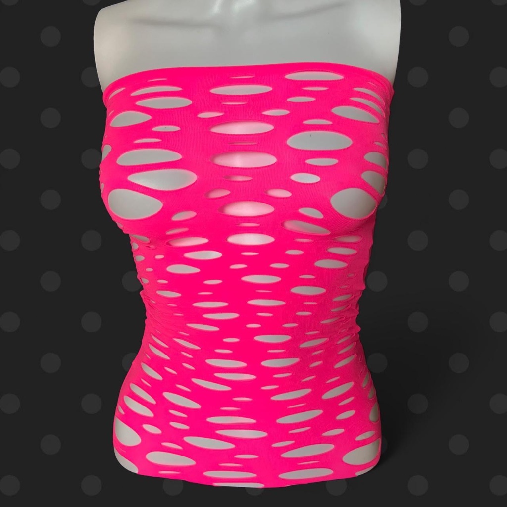 Distressed Neon Pink Tube Dress