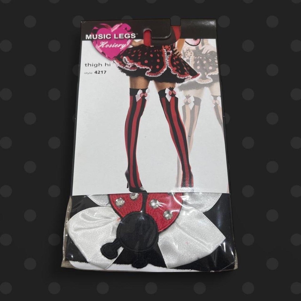 Red and Black Ladybug Thigh Hi