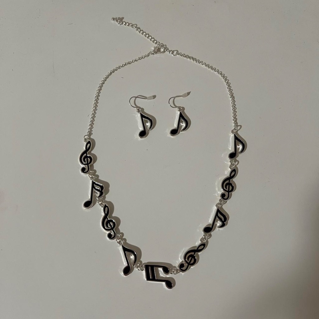 Music Note Necklace & Earrings Set