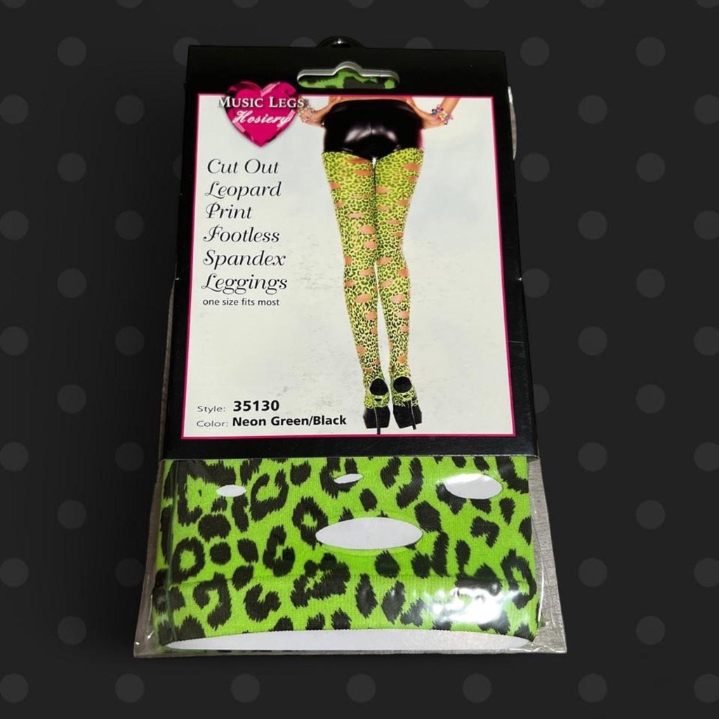 Neon Green Leopard Tights