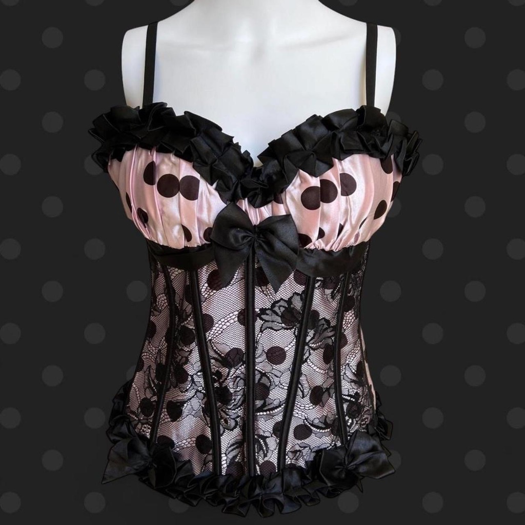 Pink & Black Polka Dot Corset