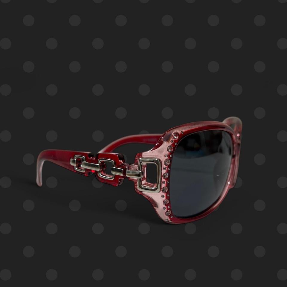 Cherry Red Chain-Link Rhinestone Sunnies