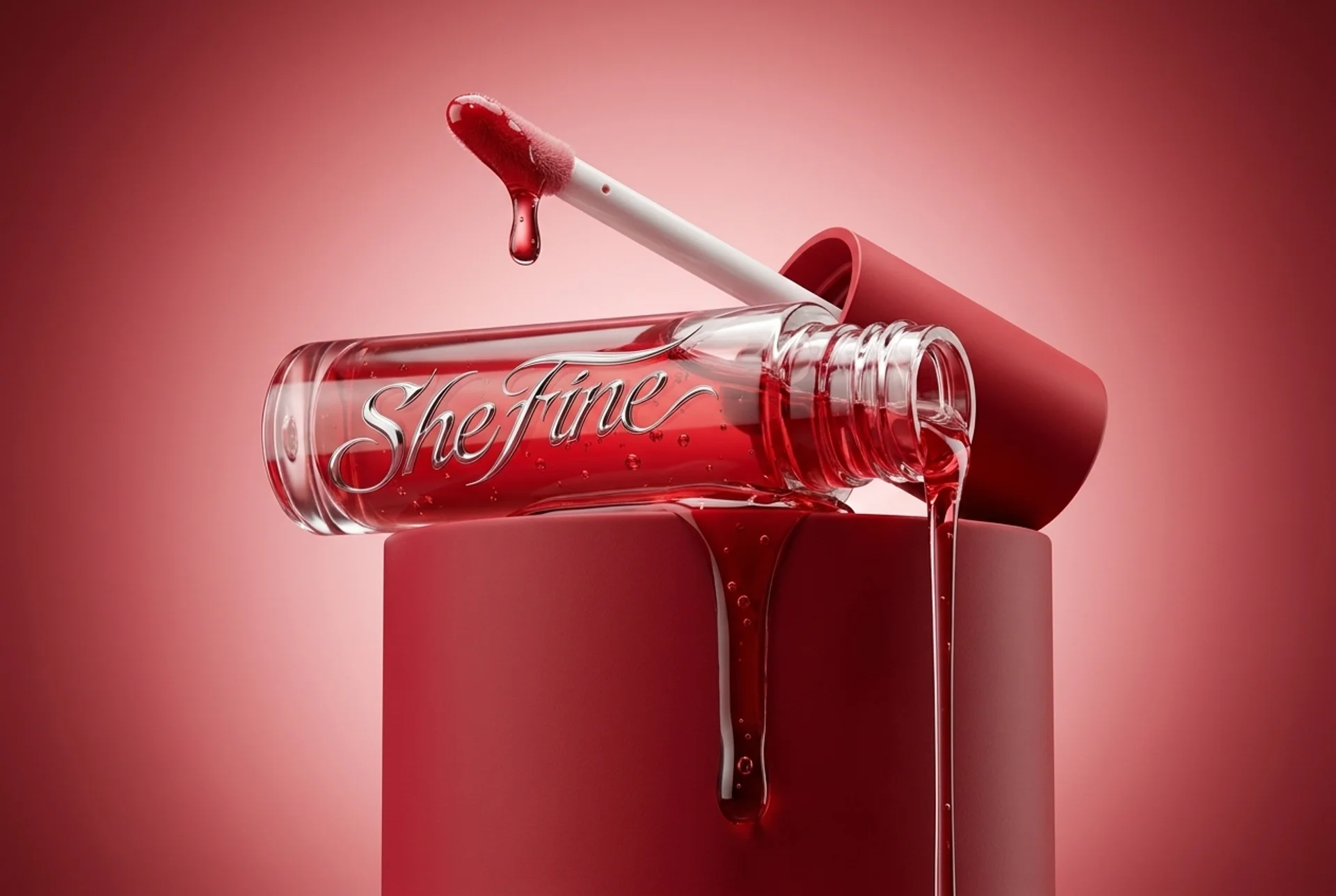 SheFine Red Lip Gloss — macro drip