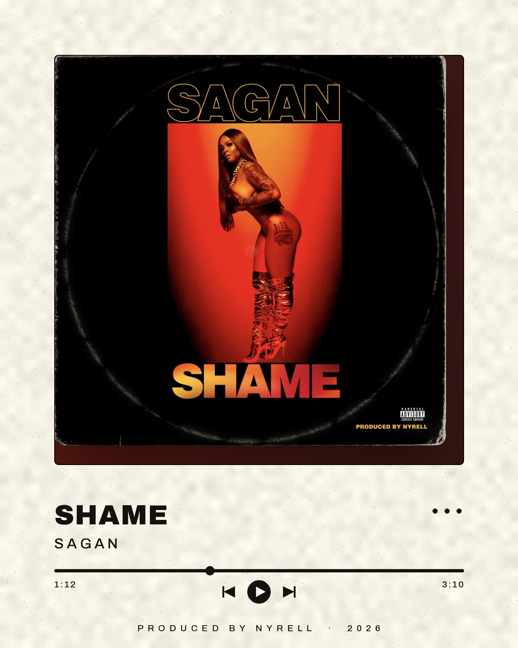 Sagan Shame rollout asset — Song Print