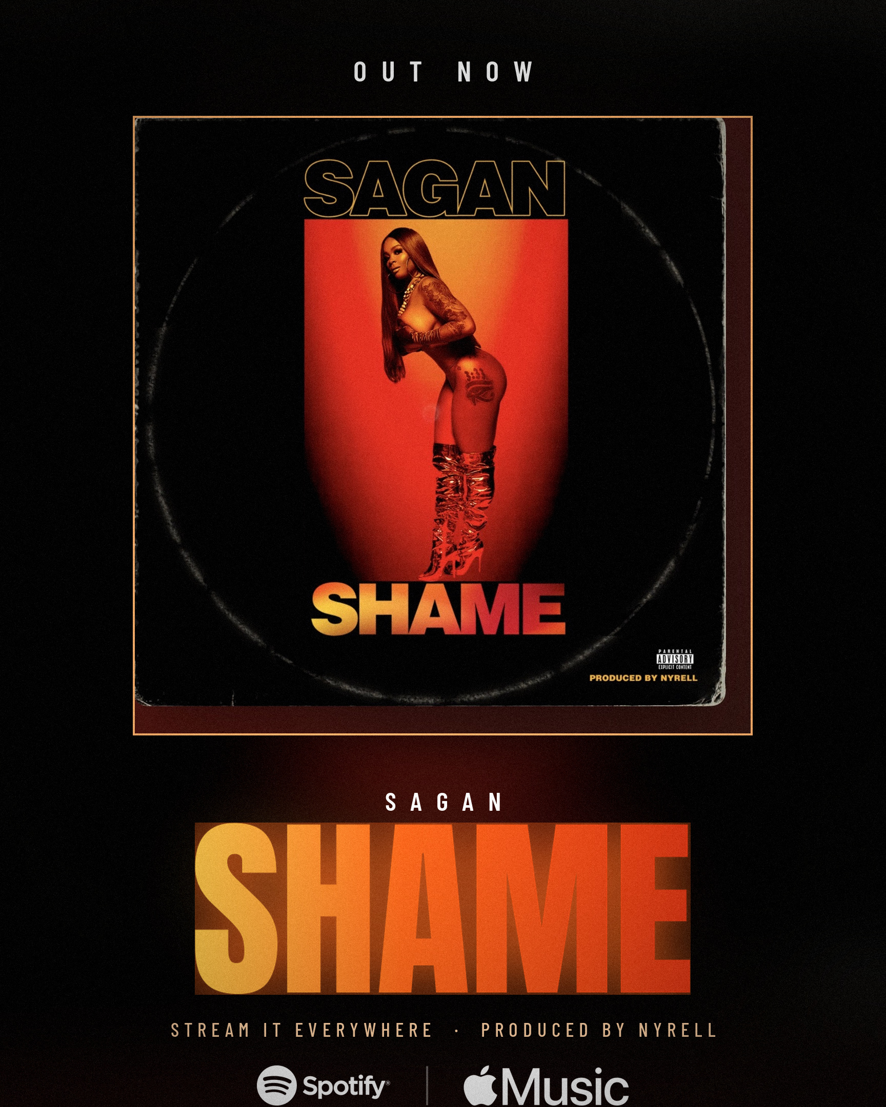 Sagan Shame rollout asset — Cover — Out Now