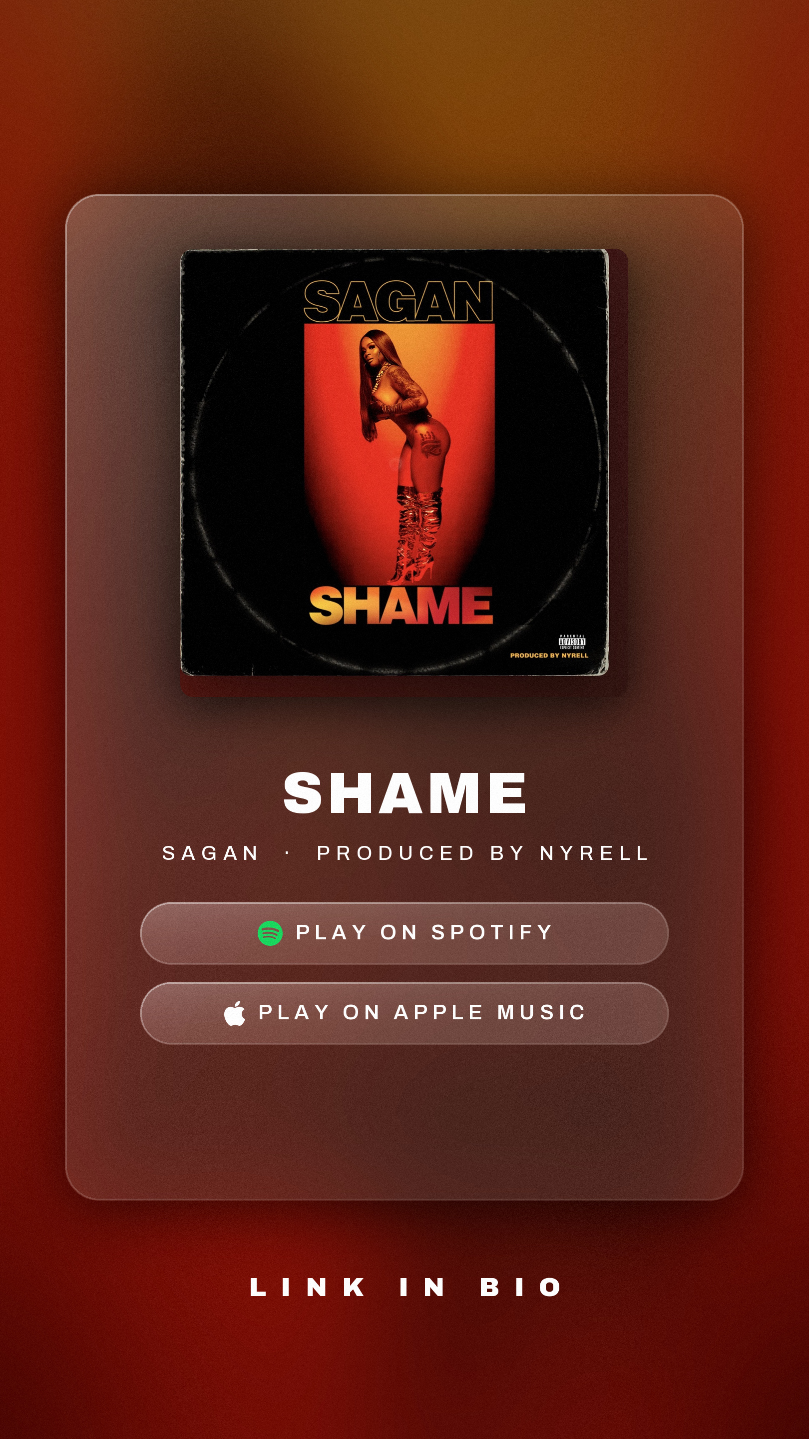 Sagan Shame rollout asset — Link in Bio