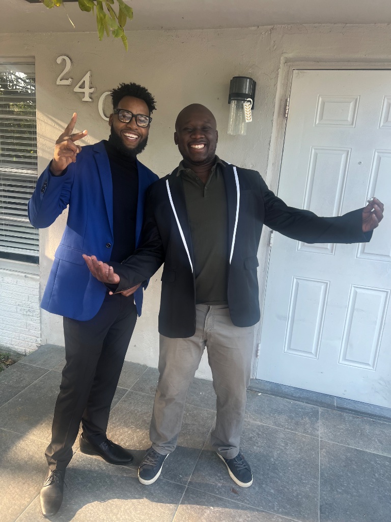 Client celebration after receiving keys to their new home