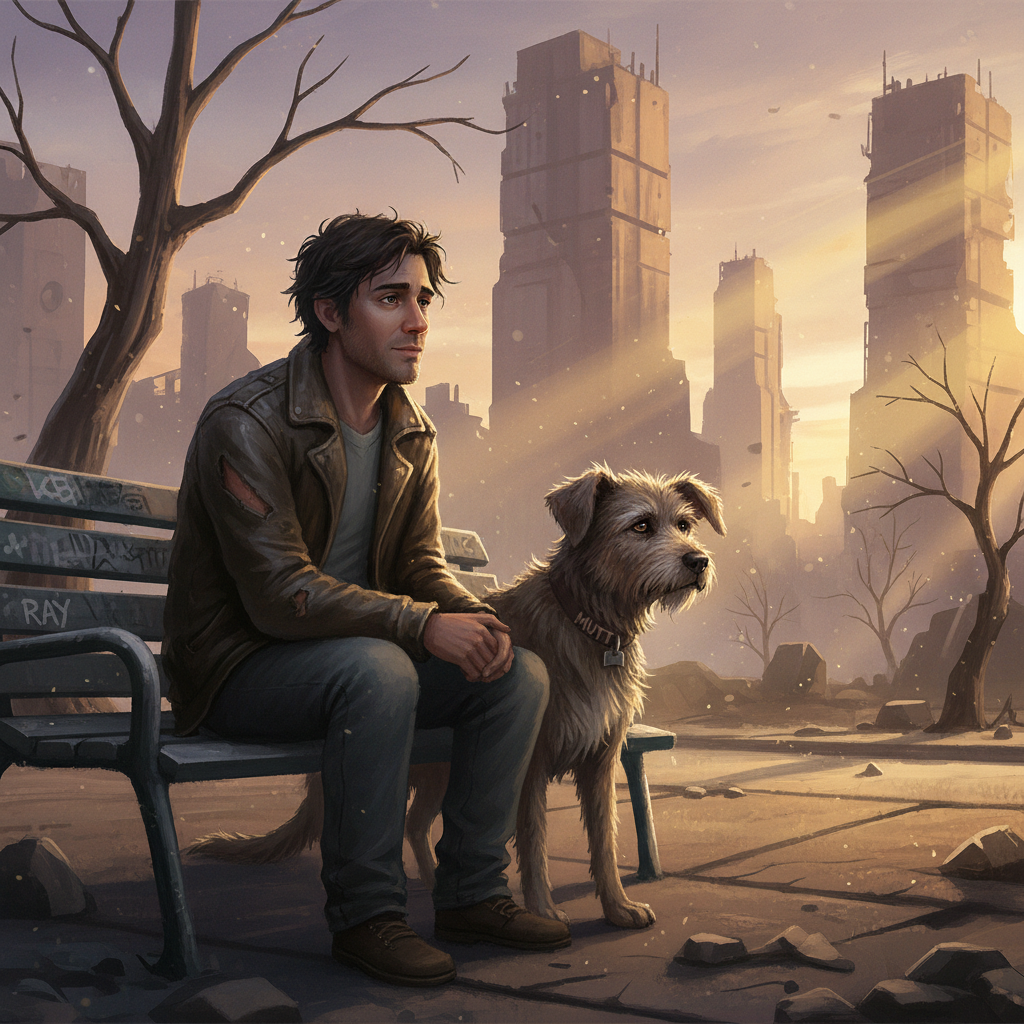 Mutt and Ray sitting together in a quiet moment