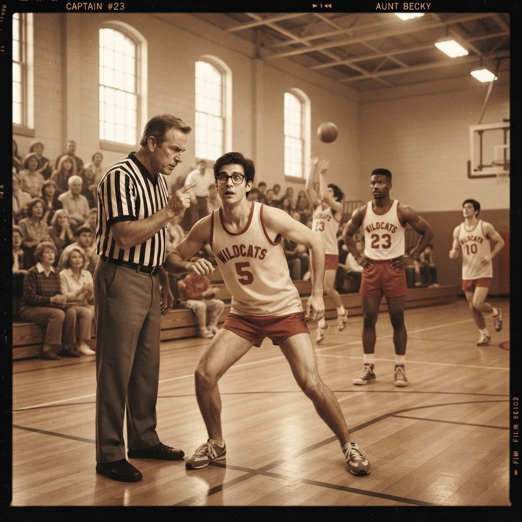 Todd nearly fouling during nervous pre-game warm-ups as the team captain watches with concern