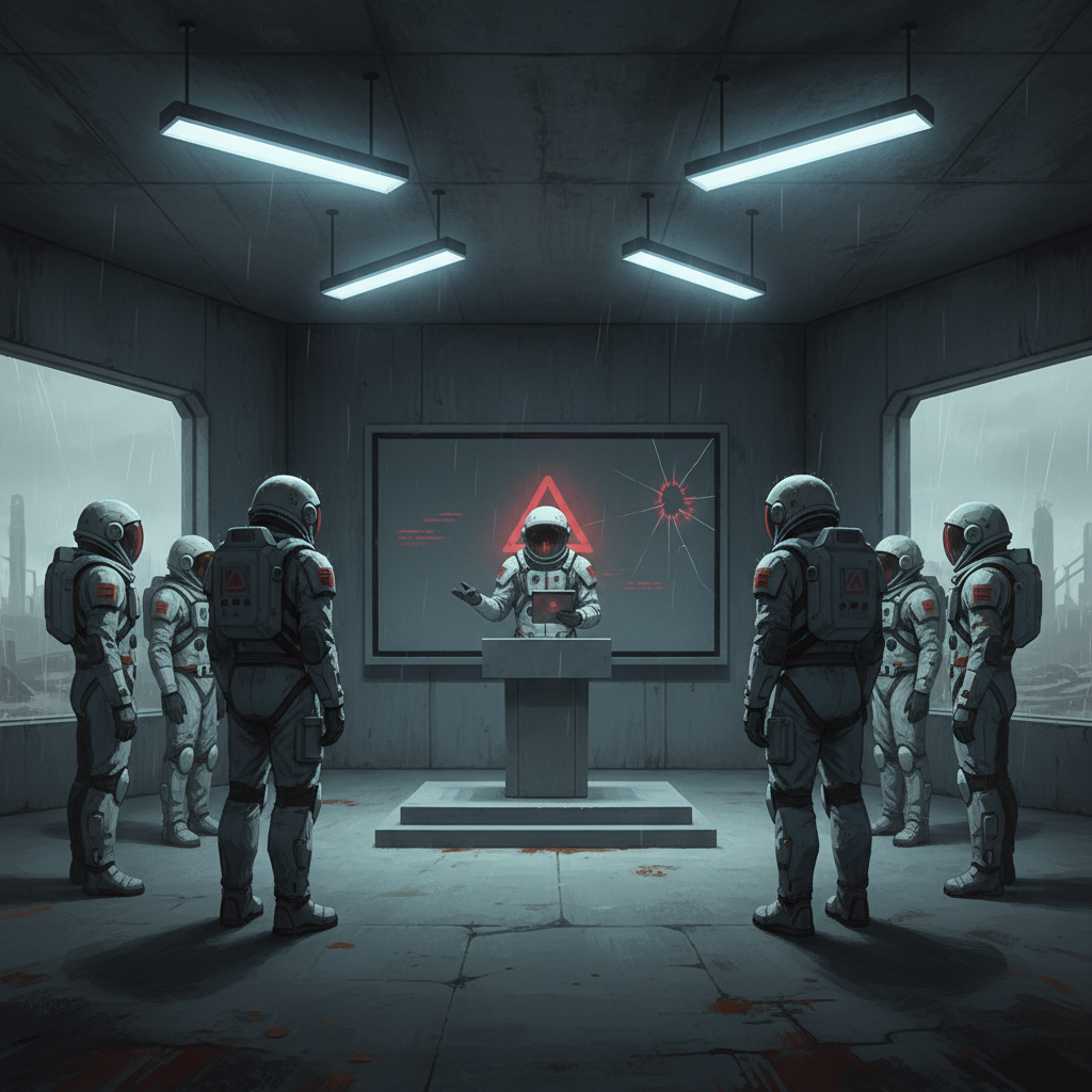 Astronauts gathered for a briefing with bad news