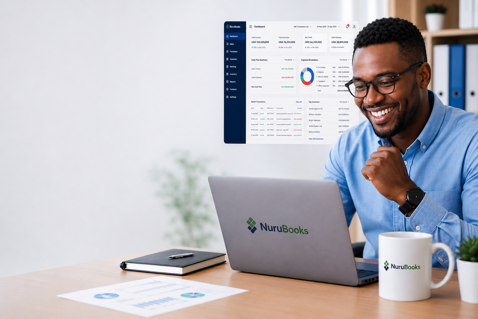 Accountant enjoying NuruBooks on a computer