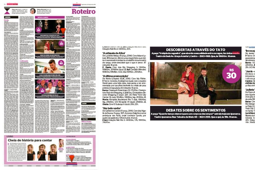 Raíza Leão protagoniza e assina texto de peça teatral em cartaz em Ipanema, no Rio de Janeiro