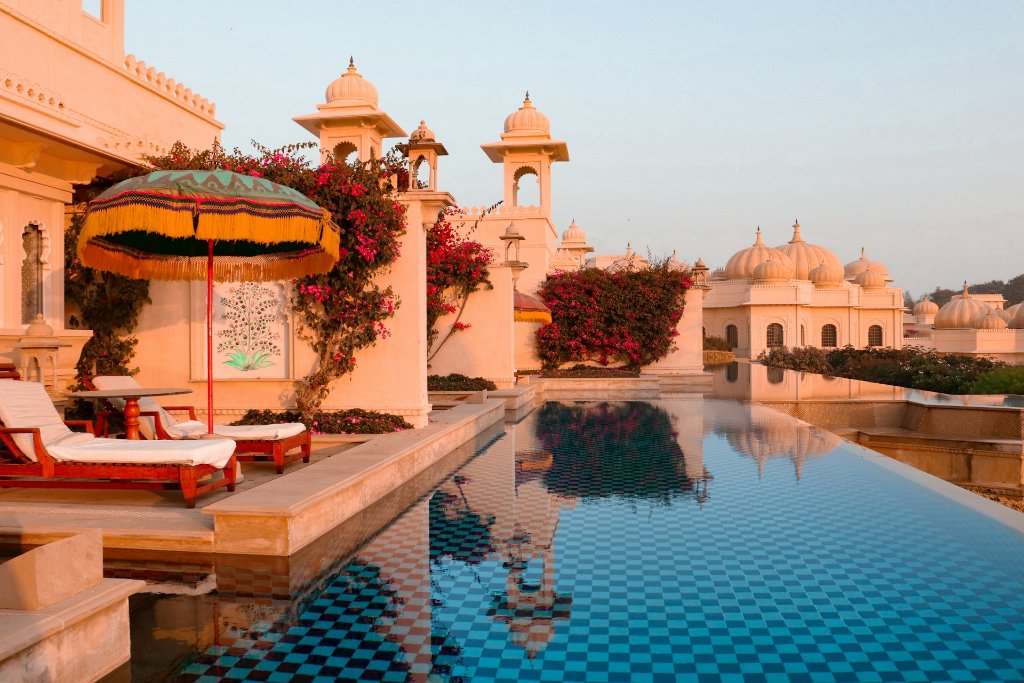 Luxury palace hotel with infinity pool