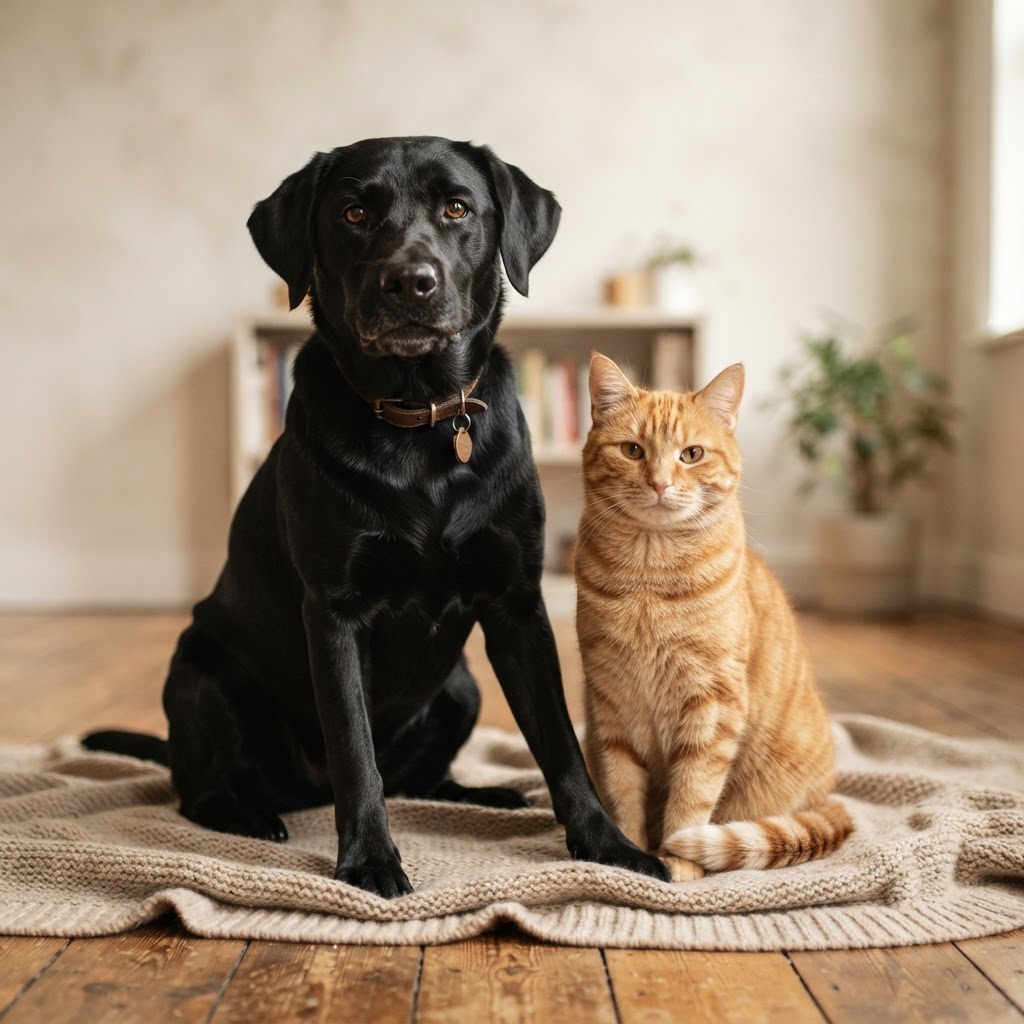 A dog and a cat