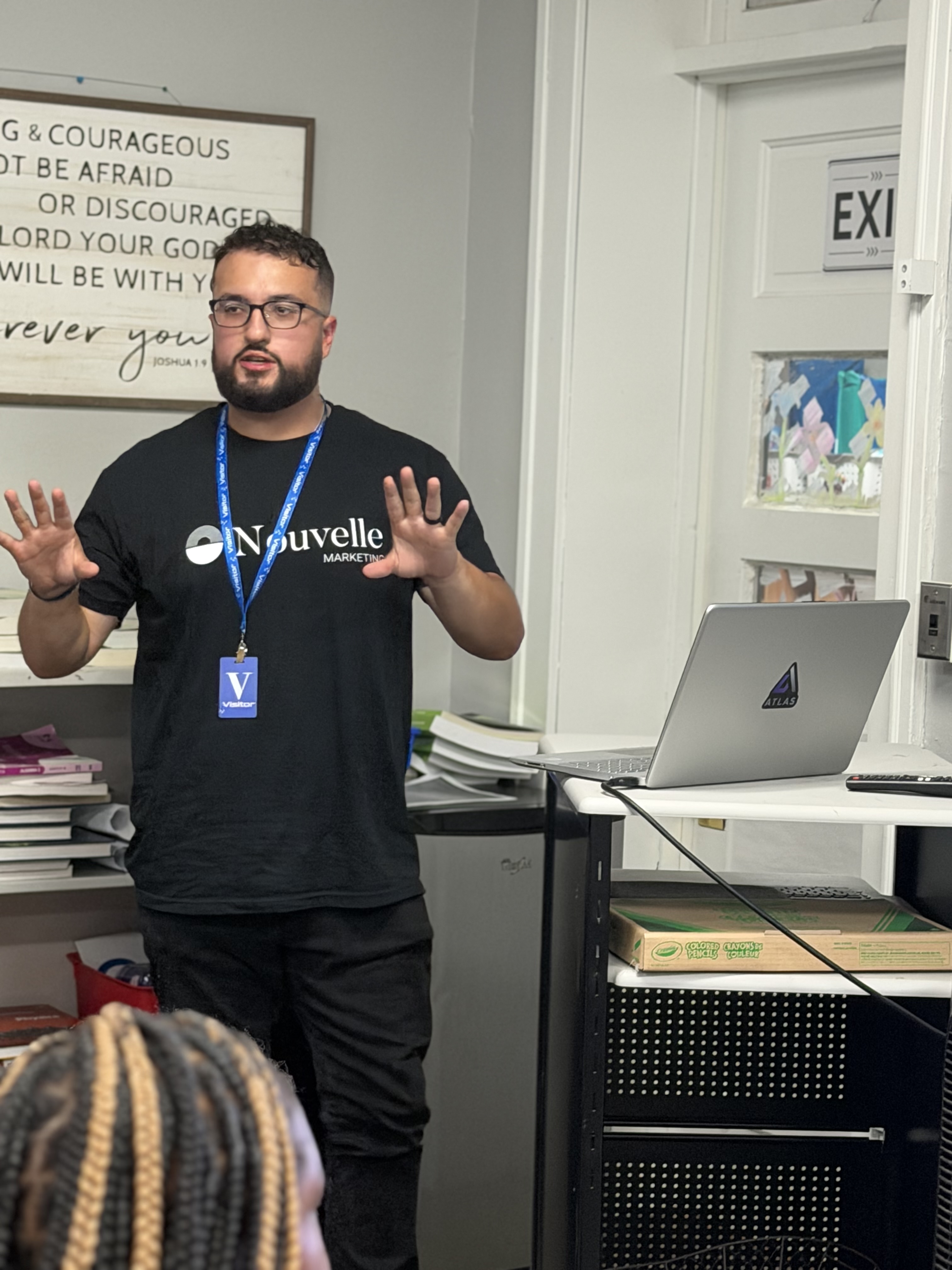 Atlas instructing students at Victory Christian Academy