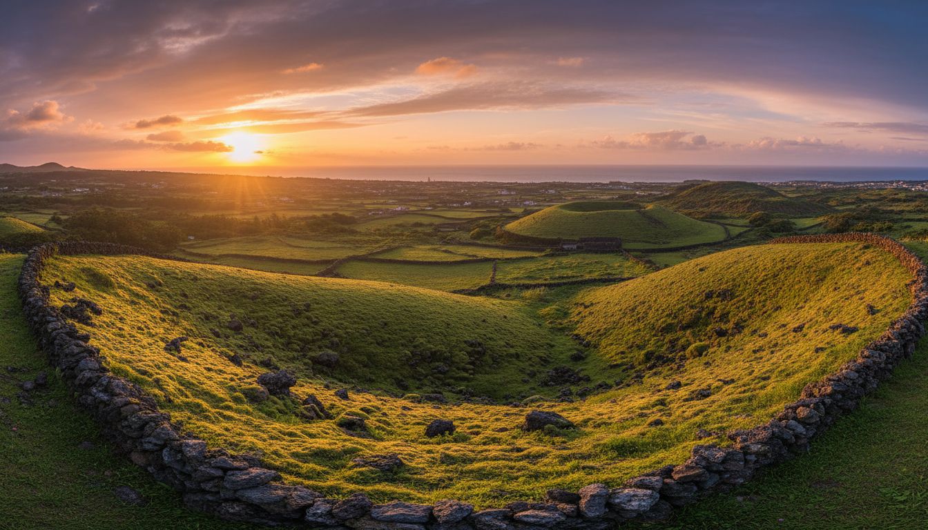 Jeju Island landscape at golden hour