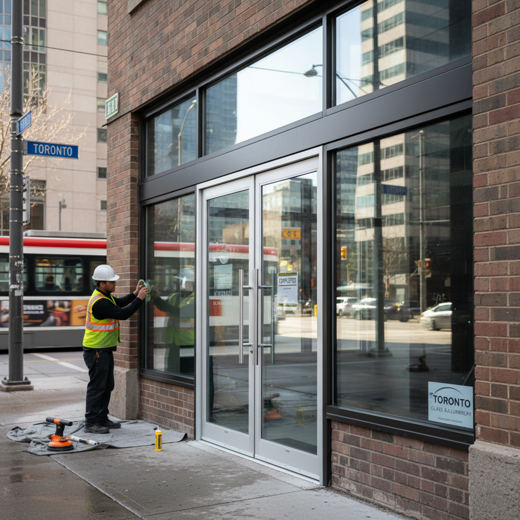 Storefront glass door replacement