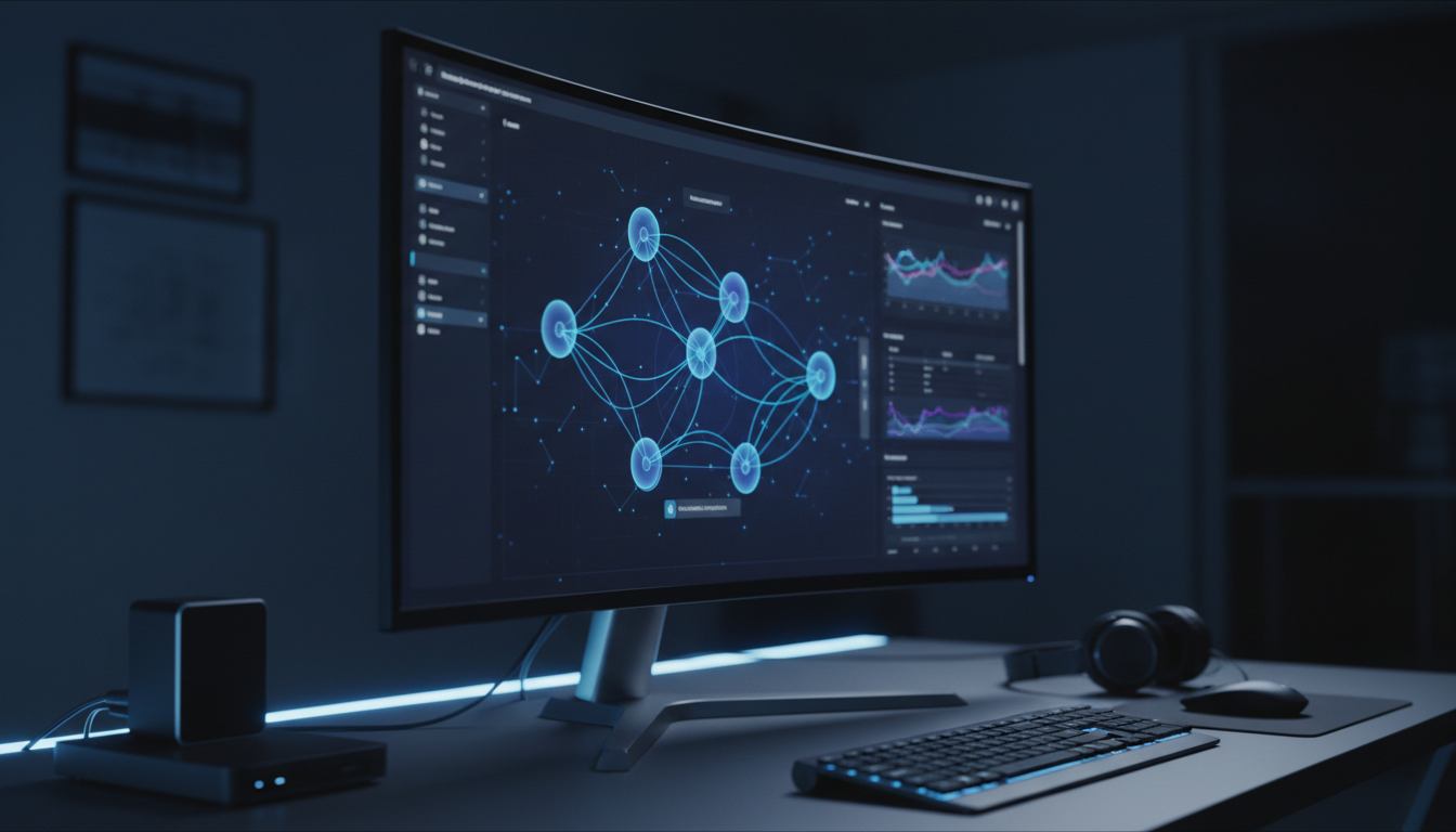 Technical project management dashboard on a dark screen