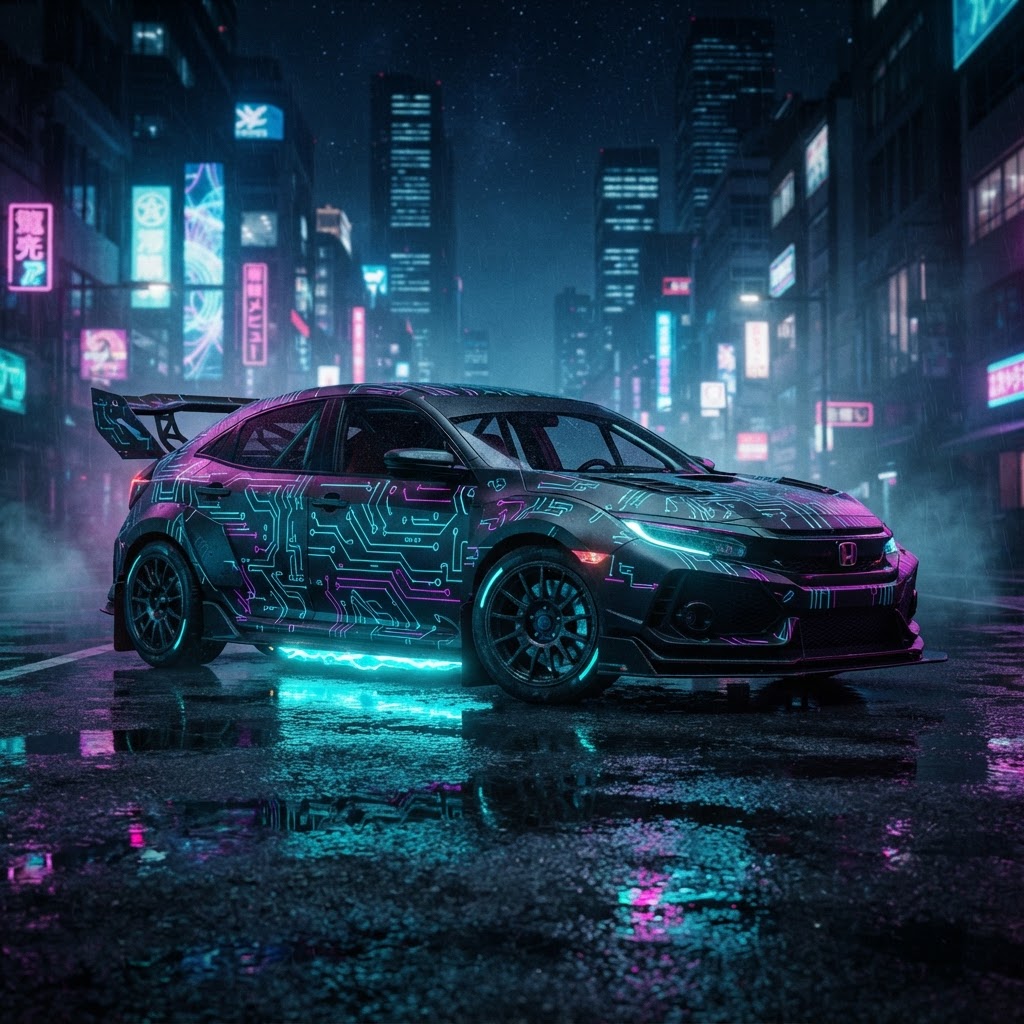 Neon Honda Civic Type R God-Matrix concept