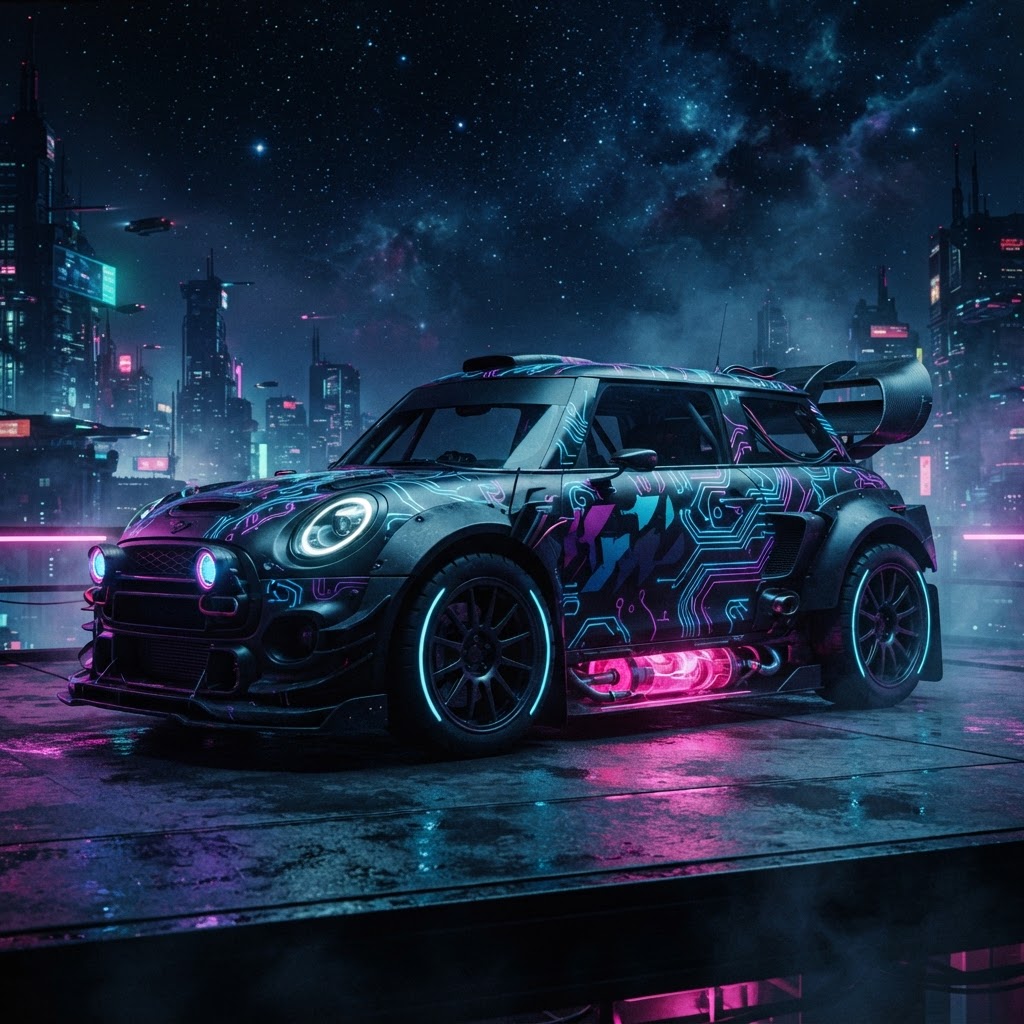 Neon Mini Cooper God Mode concept