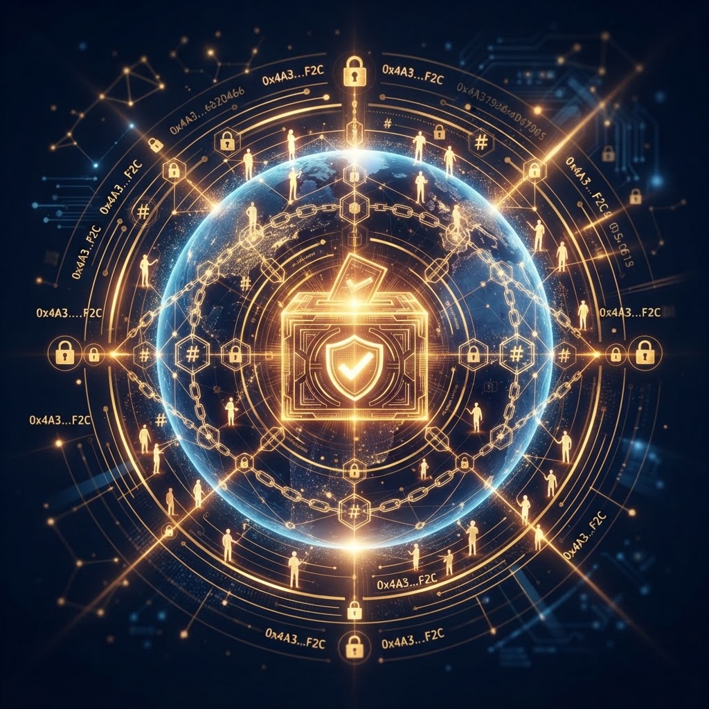Global blockchain voting concept