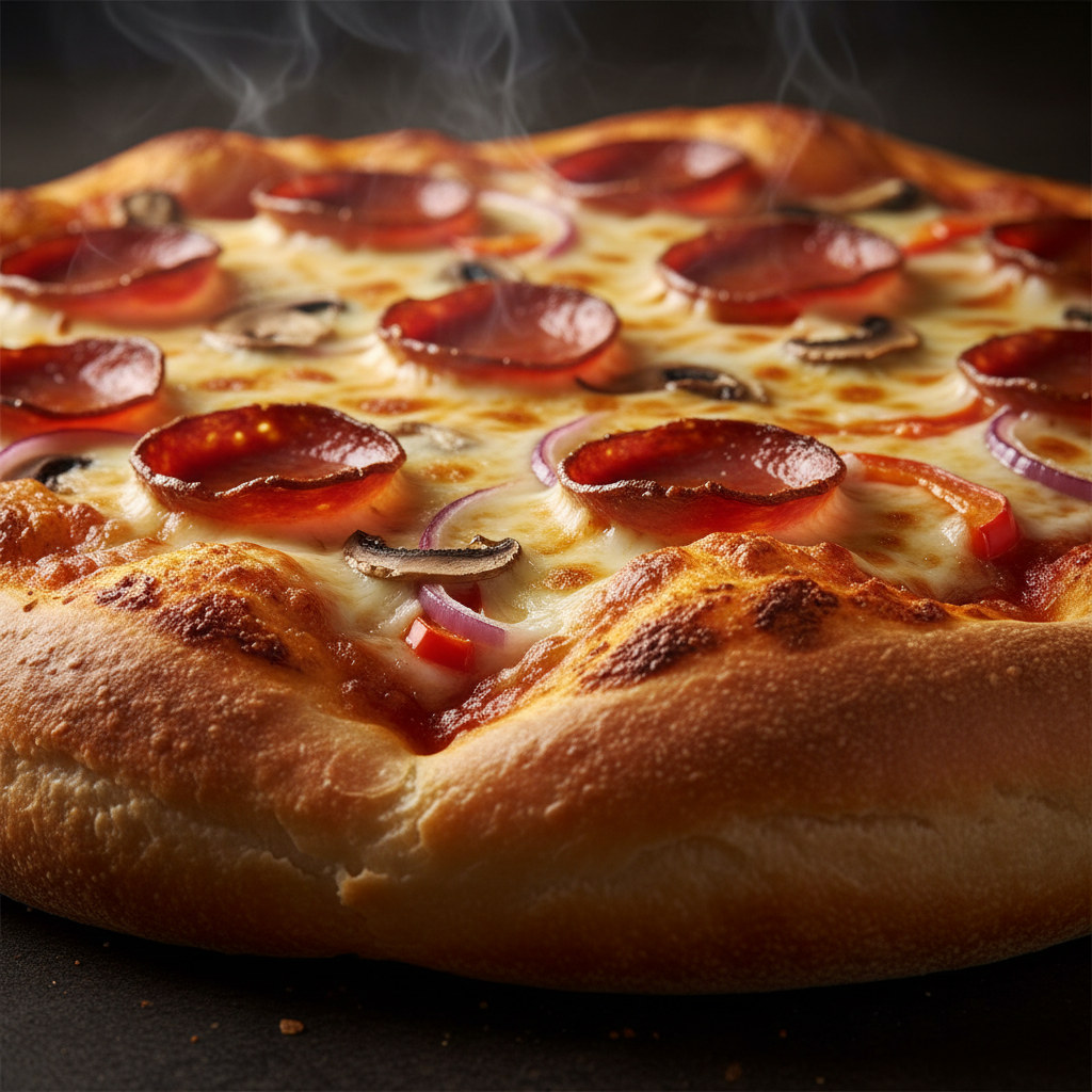 Avon Pizza Co.'s thick-crust Greek-style pizza with golden puffy crust, bubbling mozzarella and generous toppings fresh from the oven