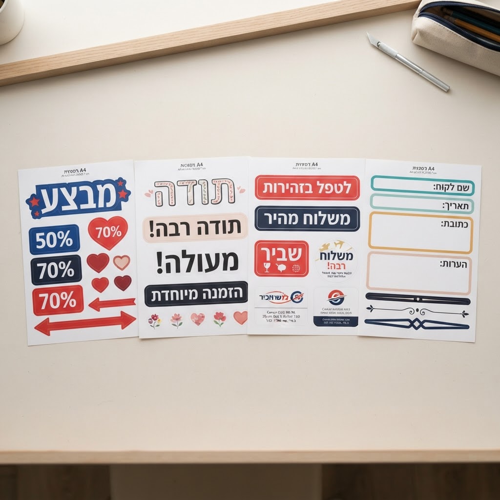 מדבקות בגליונות
