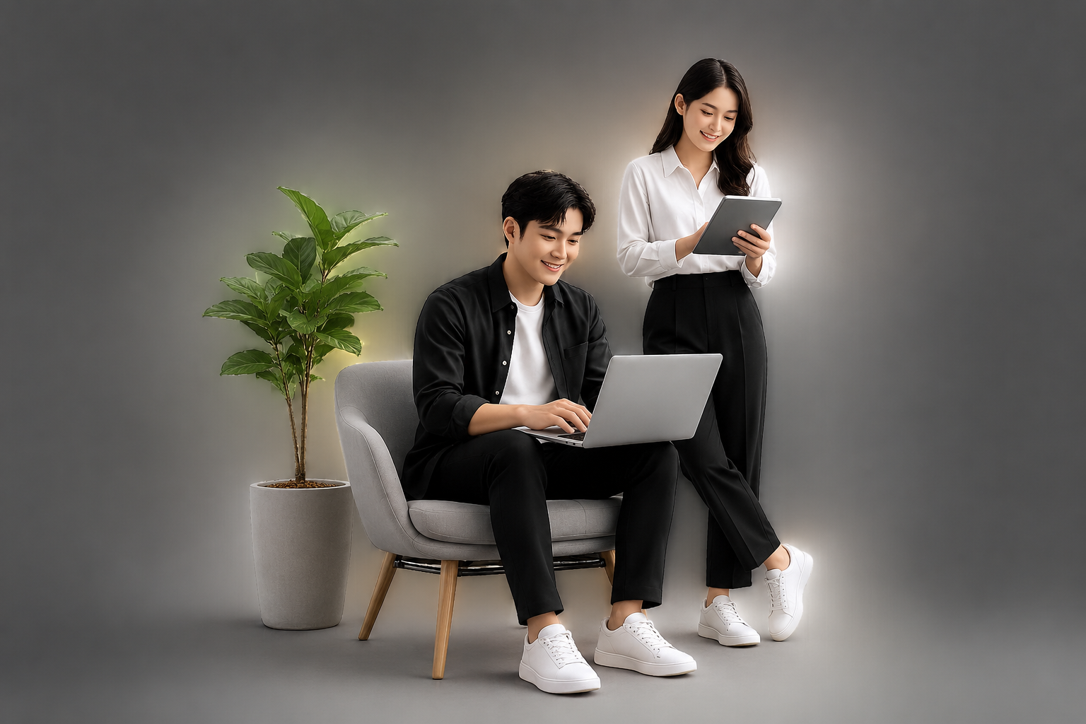 Professional using laptop