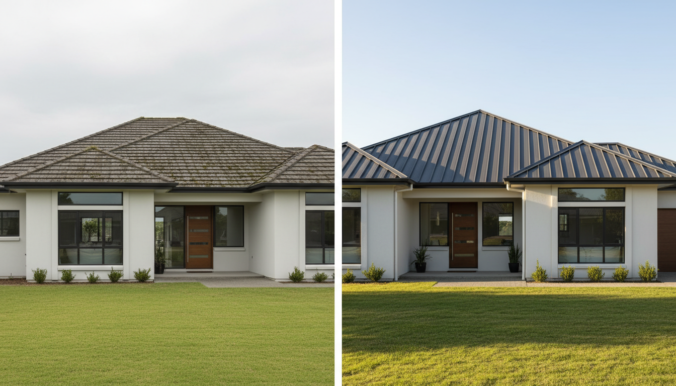 AI roof visualization showing before and after