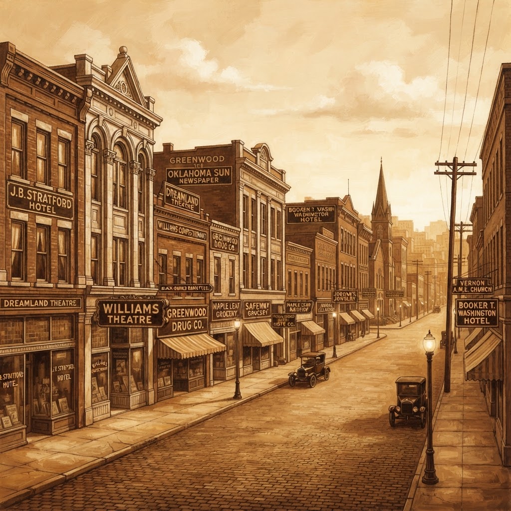 Artistic impression of Greenwood District, Tulsa, Oklahoma