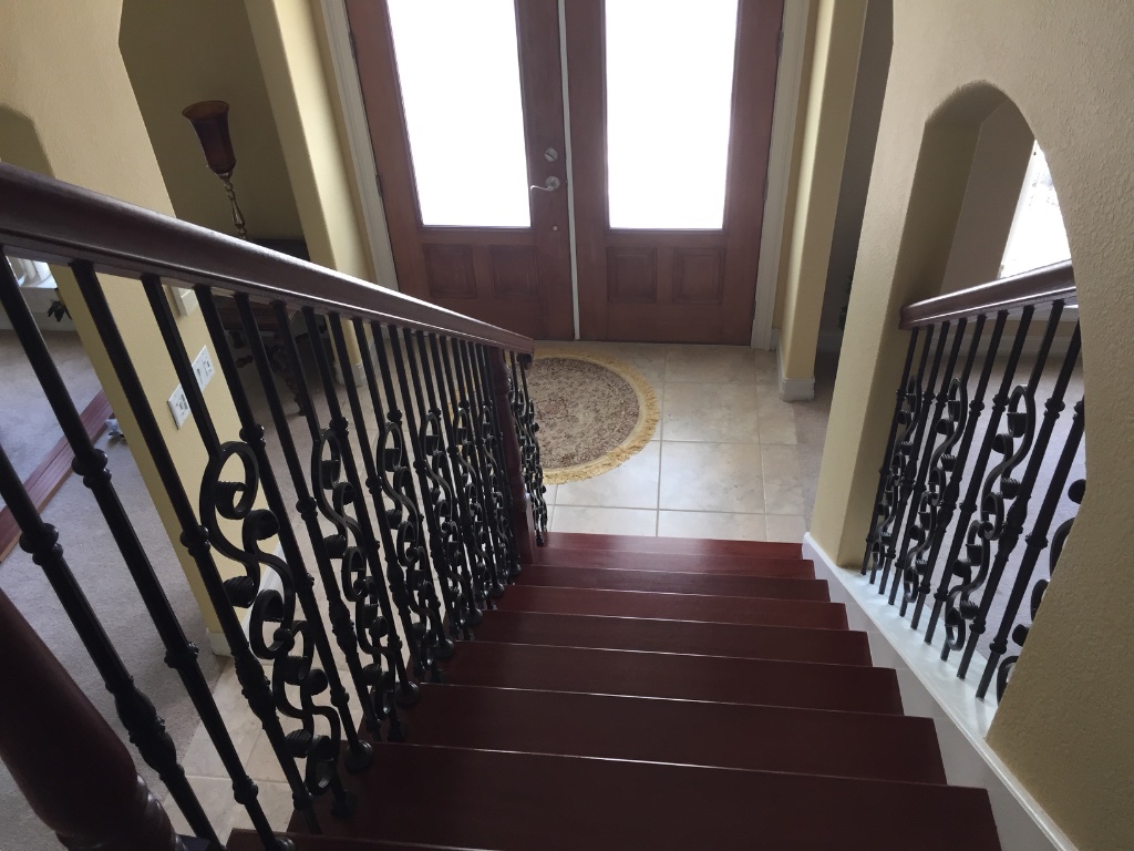 Mahogany Treads & Iron Balusters