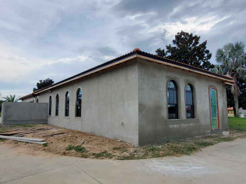 Stucco Shell & Arch Windows