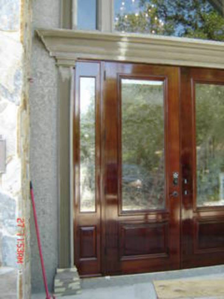 Mahogany Entry Door — Stone Surround