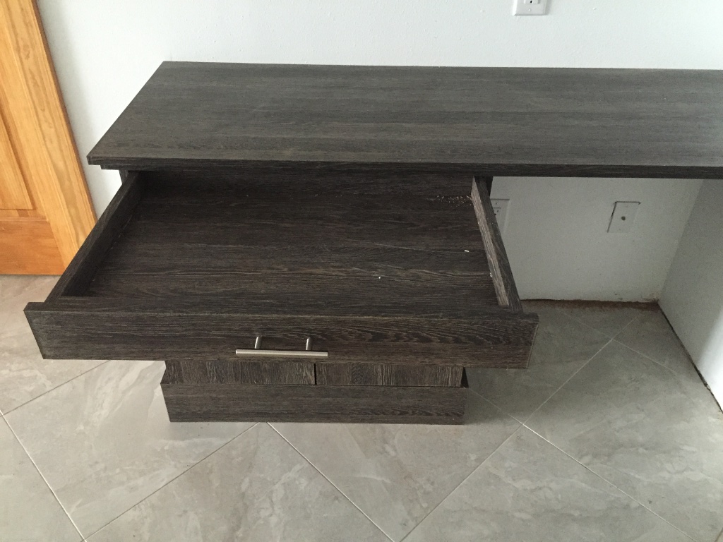 White Wall Unit — Wide Room View