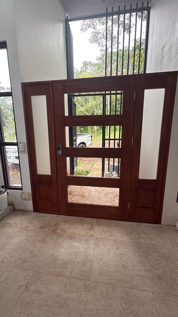 Exotic Wood Entry Door — With Sidelites