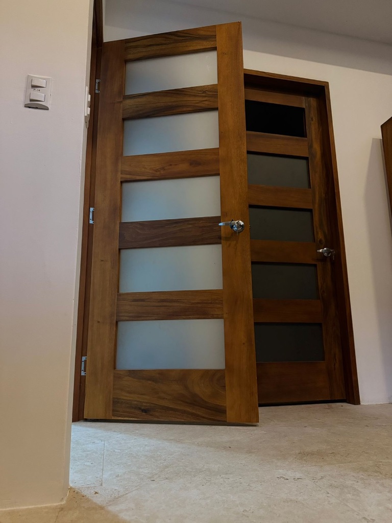 Exotic Wood Door — Frosted Glass
