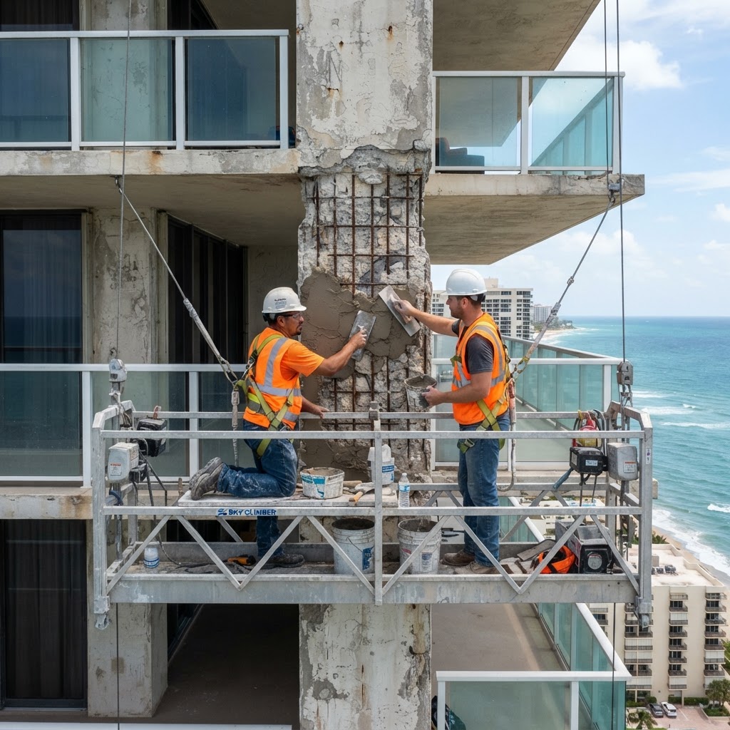 High-Rise Balcony Restoration — Swing Stage