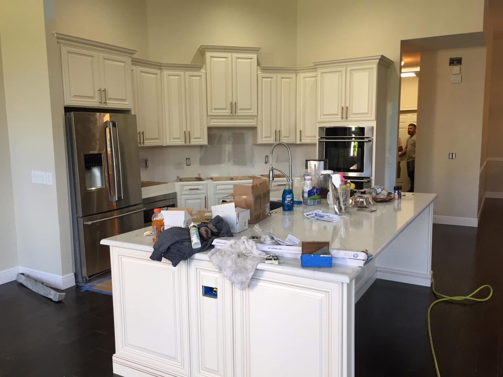 White Glazed Kitchen — Island Install